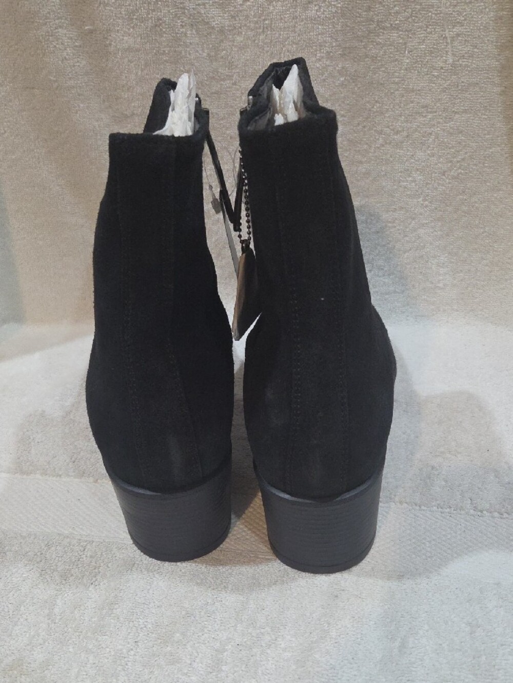 Lazo Women's Black Suede Ankle Booties - Sleek Block Heel - Picture 4 of 7